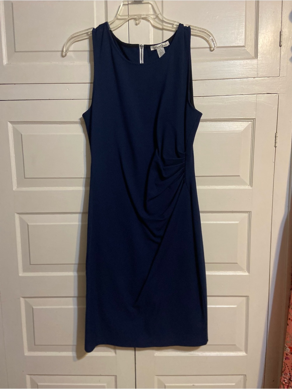 Kenneth Cole New York Dark Navy Sleeveless Midi Sheath Dress